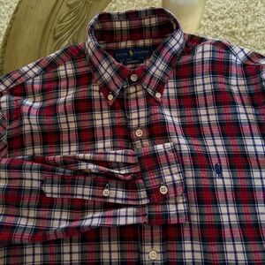 Ralph Lauren 100% Cotton Plaid Custom Fit Men’s Medium Shirt Long Sleeve Preppy